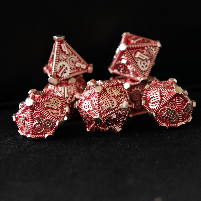 Red and Silver - Weird West Wasteland Metal Dice Set - Just $39.99! Shop now at Retro Gaming of Denver