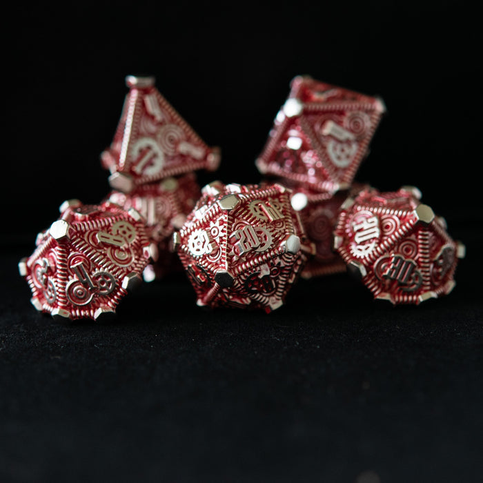 Red and Silver - Weird West Wasteland Metal Dice Set - Just $39.99! Shop now at Retro Gaming of Denver