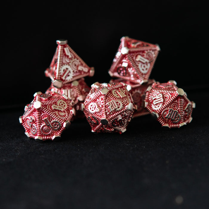 Red and Silver - Weird West Wasteland Metal Dice Set - Just $39.99! Shop now at Retro Gaming of Denver