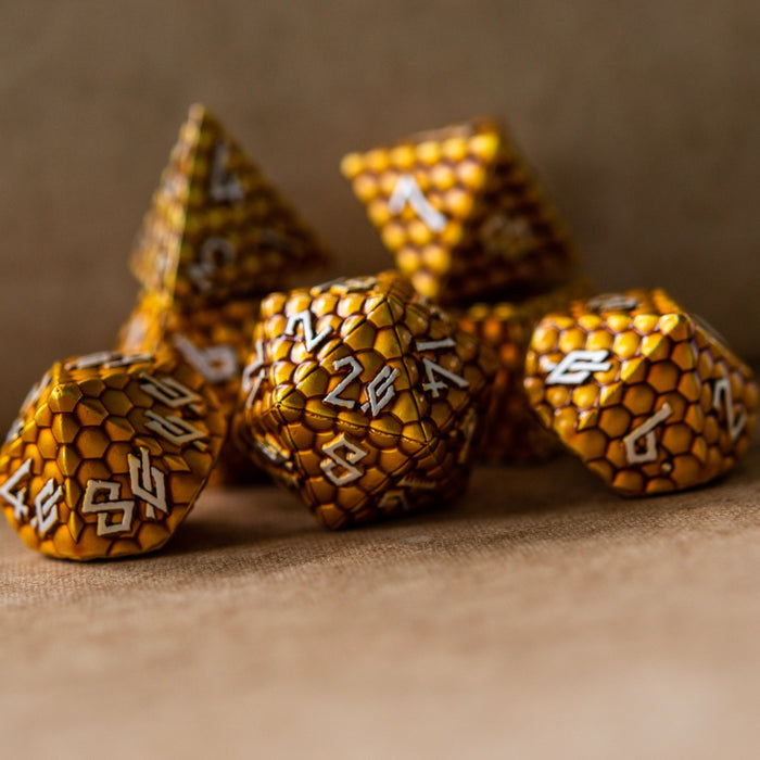 Gold Dragon's Egg Metal Dice Set - Just $39.99! Shop now at Retro Gaming of Denver