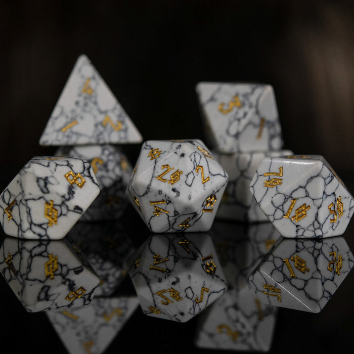 White Howlite Stone Dice Set - Just $89.99! Shop now at Retro Gaming of Denver