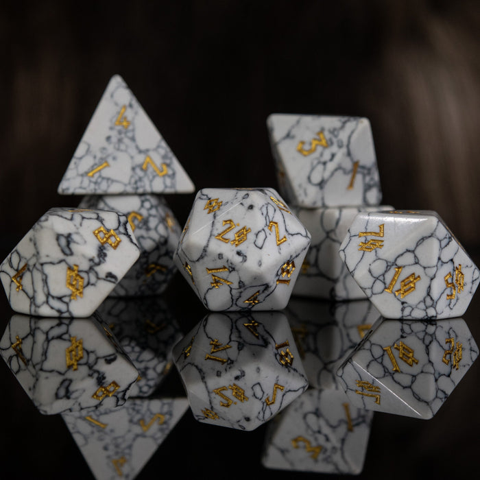 White Howlite Stone Dice Set - Just $89.99! Shop now at Retro Gaming of Denver