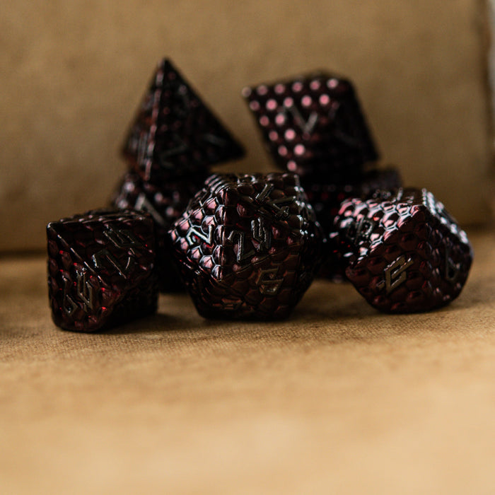 Blood Red Dragon's Egg Metal Dice Set - Just $39.99! Shop now at Retro Gaming of Denver