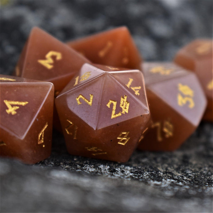 Red Aventurine Stone Dice Set - Just $89.99! Shop now at Retro Gaming of Denver