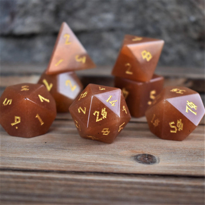 Red Aventurine Stone Dice Set - Just $89.99! Shop now at Retro Gaming of Denver