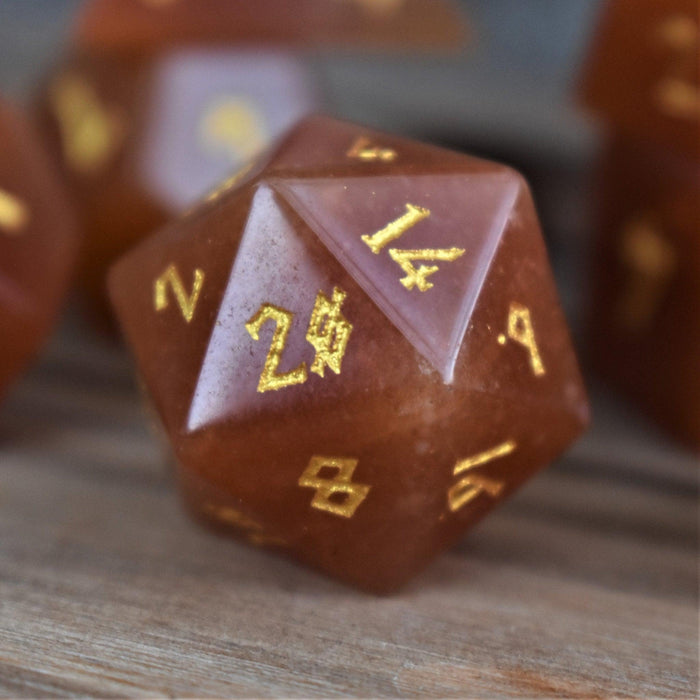 Red Aventurine Stone Dice Set - Just $89.99! Shop now at Retro Gaming of Denver