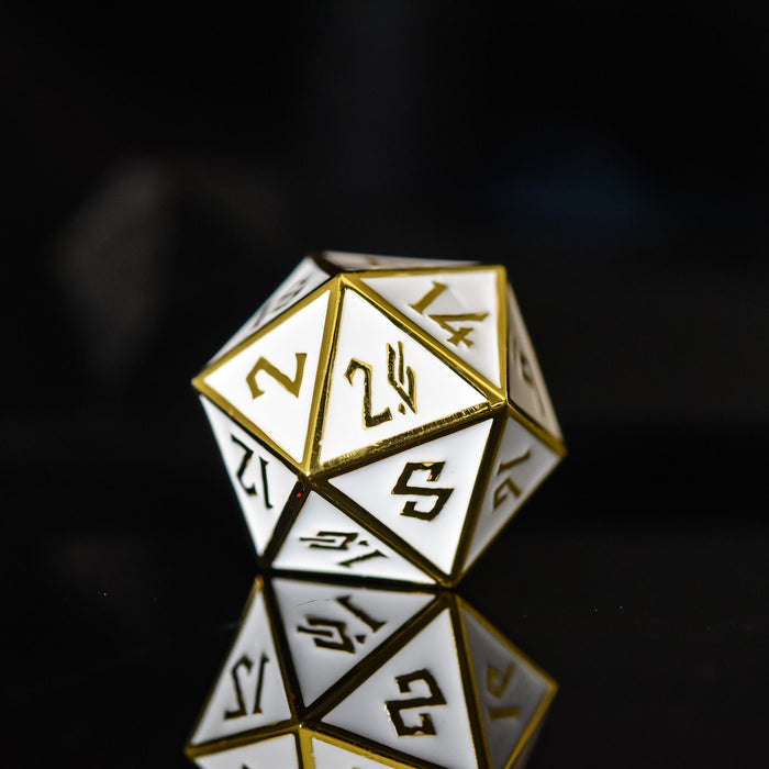 White and Gold Metal 35mm D20 - Just $24.99! Shop now at Retro Gaming of Denver