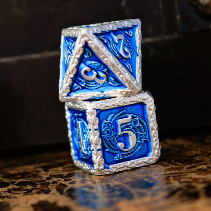 Ballad of the Bard Blue and Silver Metal Dice Set - Premium Metal - Just $39.99! Shop now at Retro Gaming of Denver