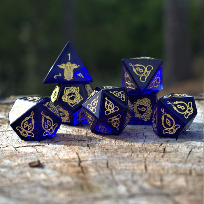 Serpent of Midgard Blue Glass Dice Set - Just $89.99! Shop now at Retro Gaming of Denver