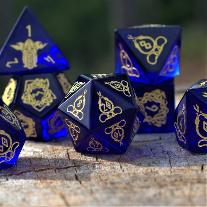 Serpent of Midgard Blue Glass Dice Set - Just $89.99! Shop now at Retro Gaming of Denver