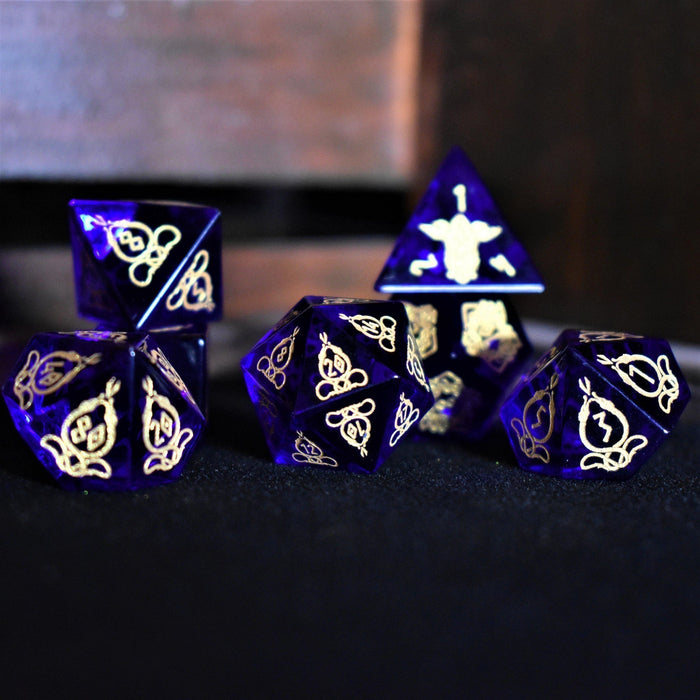 Serpent of Midgard Blue Glass Dice Set - Just $89.99! Shop now at Retro Gaming of Denver