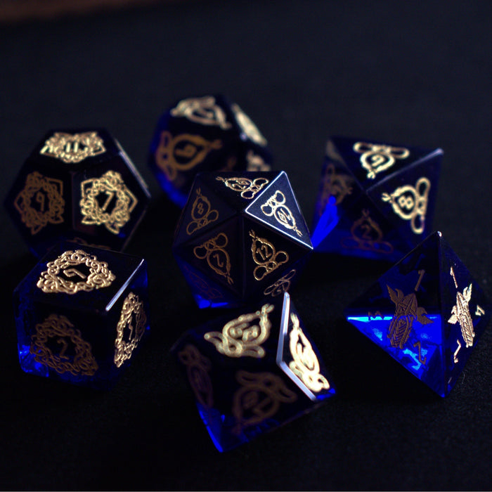 Serpent of Midgard Blue Glass Dice Set - Just $89.99! Shop now at Retro Gaming of Denver