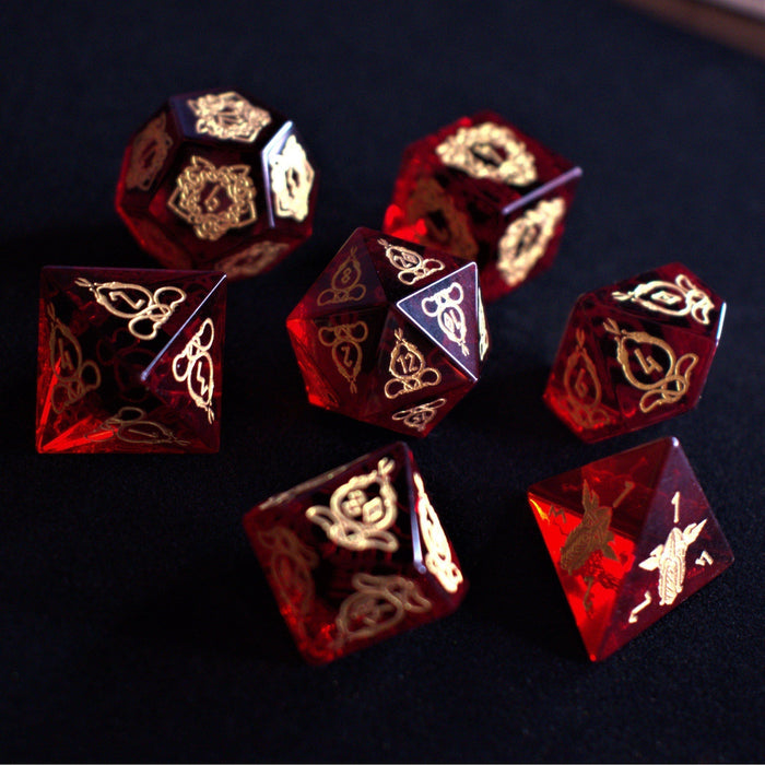 Serpent of Midgard Red Glass Dice Set - Just $89.99! Shop now at Retro Gaming of Denver