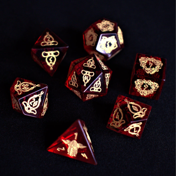 Serpent of Midgard Red Glass Dice Set - Just $89.99! Shop now at Retro Gaming of Denver