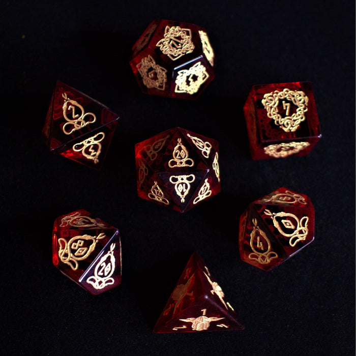 Serpent of Midgard Red Glass Dice Set - Just $89.99! Shop now at Retro Gaming of Denver