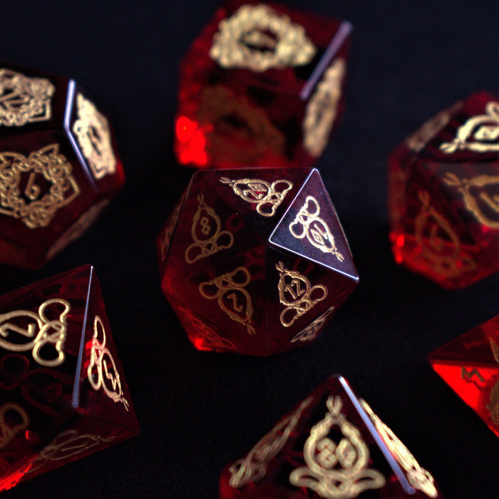 Serpent of Midgard Red Glass Dice Set - Just $89.99! Shop now at Retro Gaming of Denver