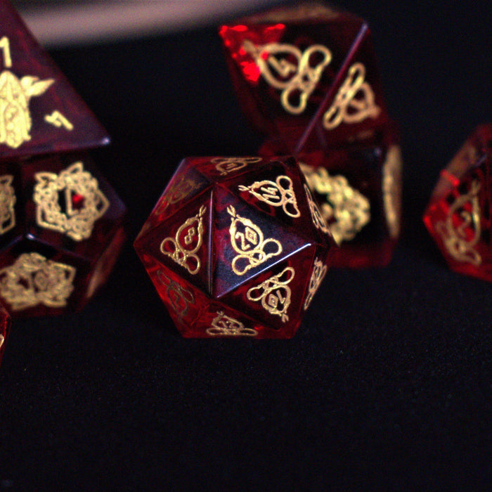 Serpent of Midgard Red Glass Dice Set - Just $89.99! Shop now at Retro Gaming of Denver