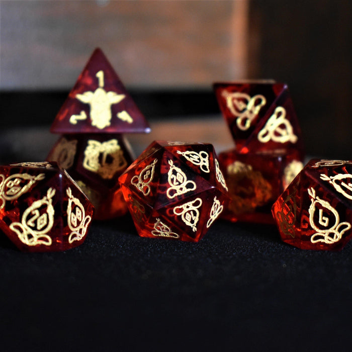 Serpent of Midgard Red Glass Dice Set - Just $89.99! Shop now at Retro Gaming of Denver