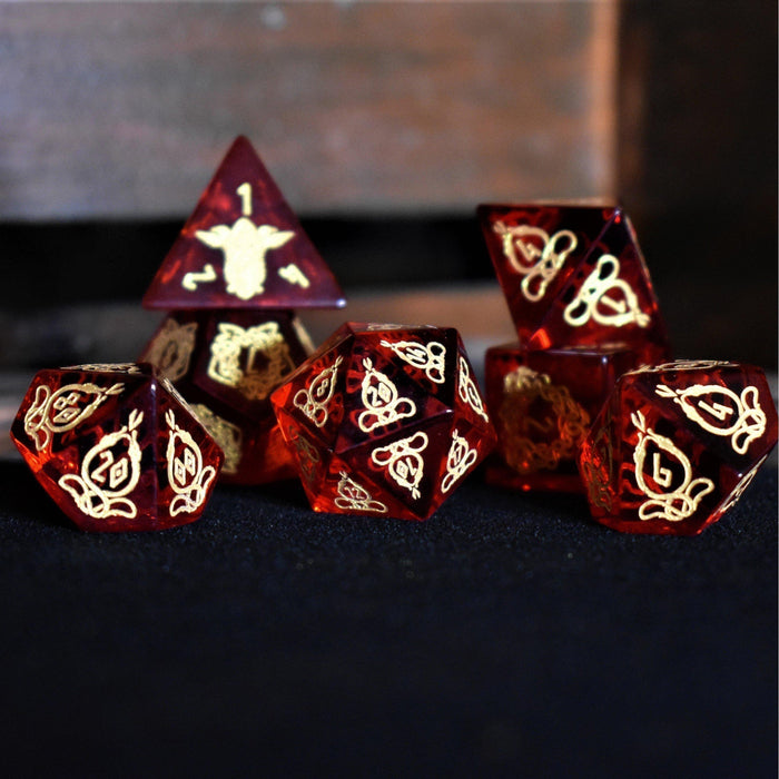 Serpent of Midgard Red Glass Dice Set - Just $89.99! Shop now at Retro Gaming of Denver