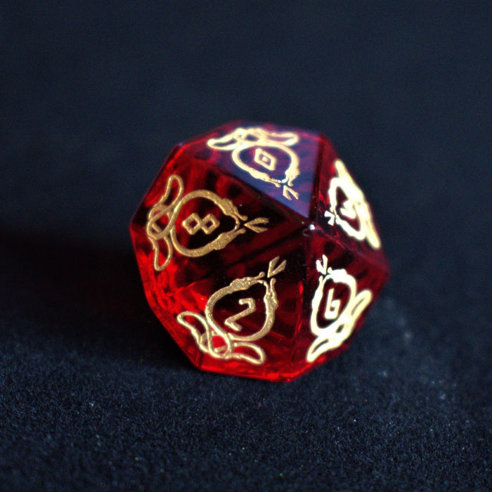 Serpent of Midgard Red Glass Dice Set - Just $89.99! Shop now at Retro Gaming of Denver