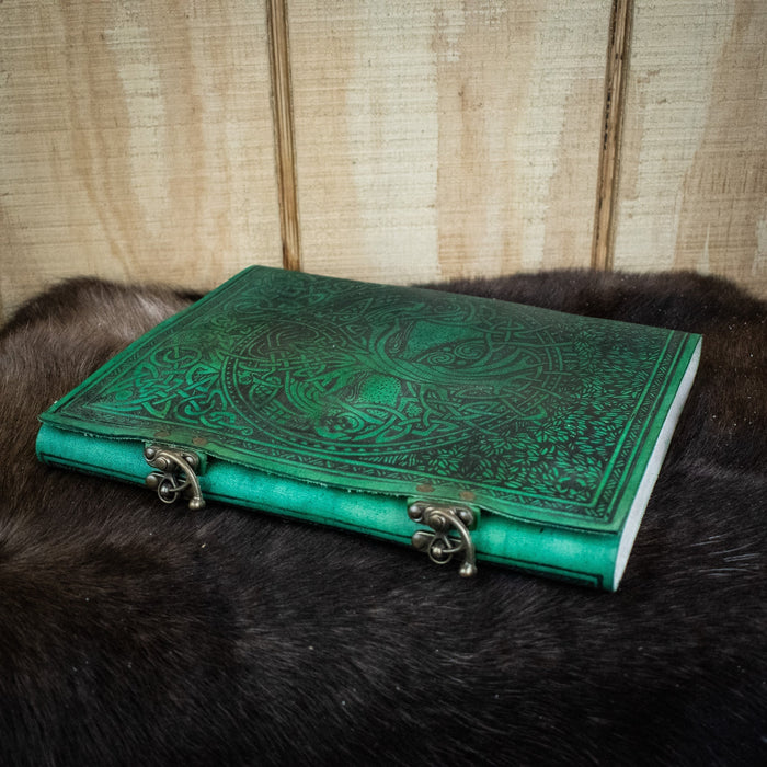 Tree of Life Green Leather Sketchbook - Just $99.99! Shop now at Retro Gaming of Denver