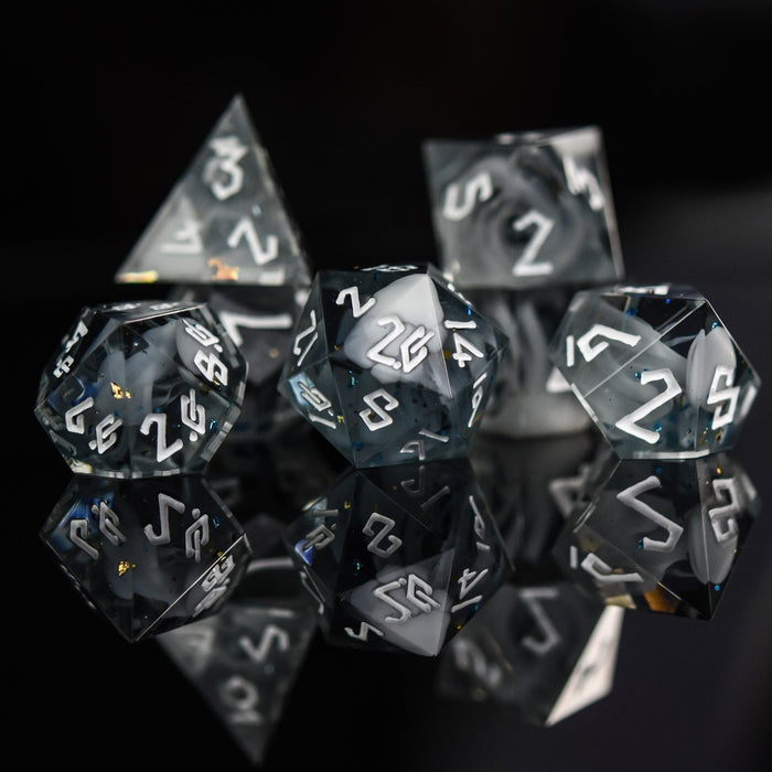 Holy Aura Sharp-Edged Resin Dice Set - Just $39.99! Shop now at Retro Gaming of Denver