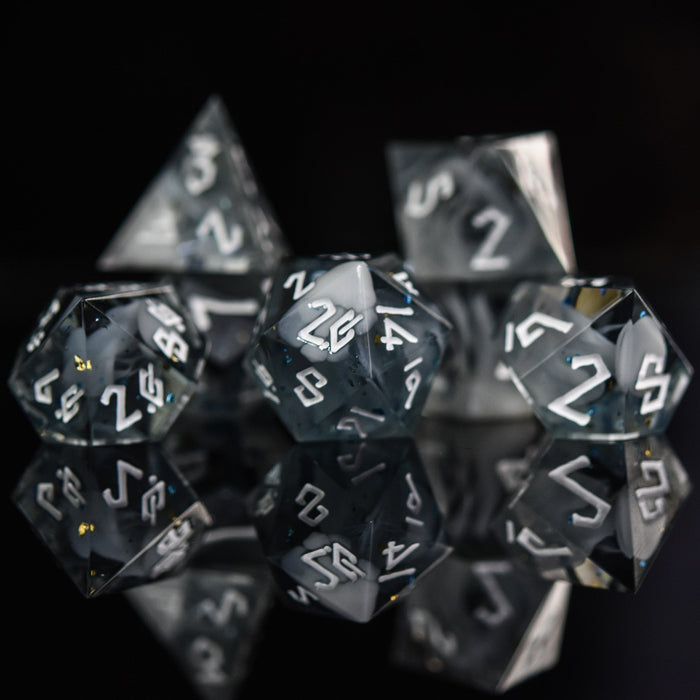 Holy Aura Sharp-Edged Resin Dice Set - Just $39.99! Shop now at Retro Gaming of Denver