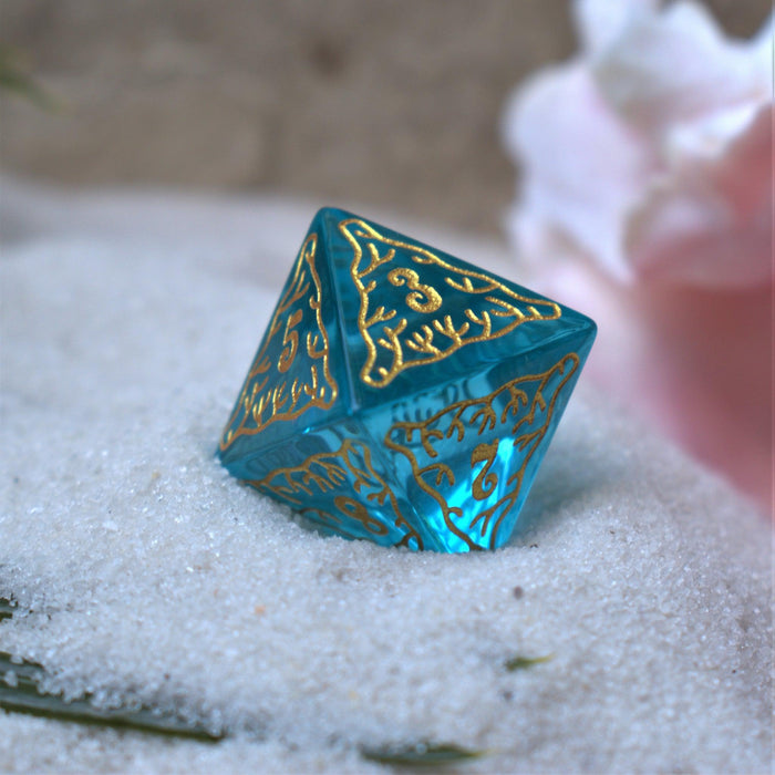 Siren's Song Aqua Blue Glass Dice Set - Just $89.99! Shop now at Retro Gaming of Denver