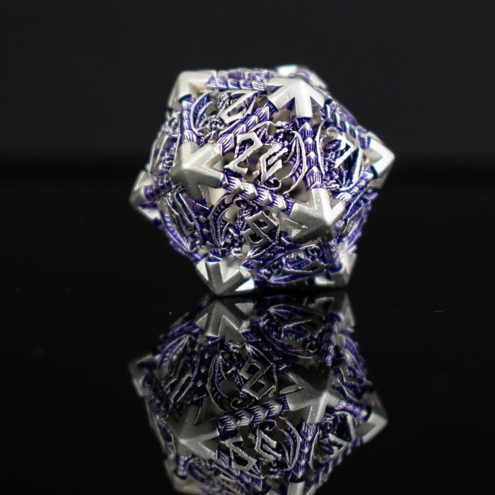 Dragonguard Hollow Metal Dice Set - Purple and Silver - Just $59.99! Shop now at Retro Gaming of Denver