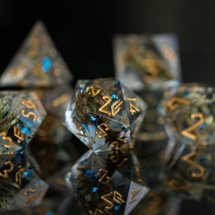 Enchanted Lake Gold Sharp-Edged Resin Dice Set - Premium Resin - Just $39.99! Shop now at Retro Gaming of Denver