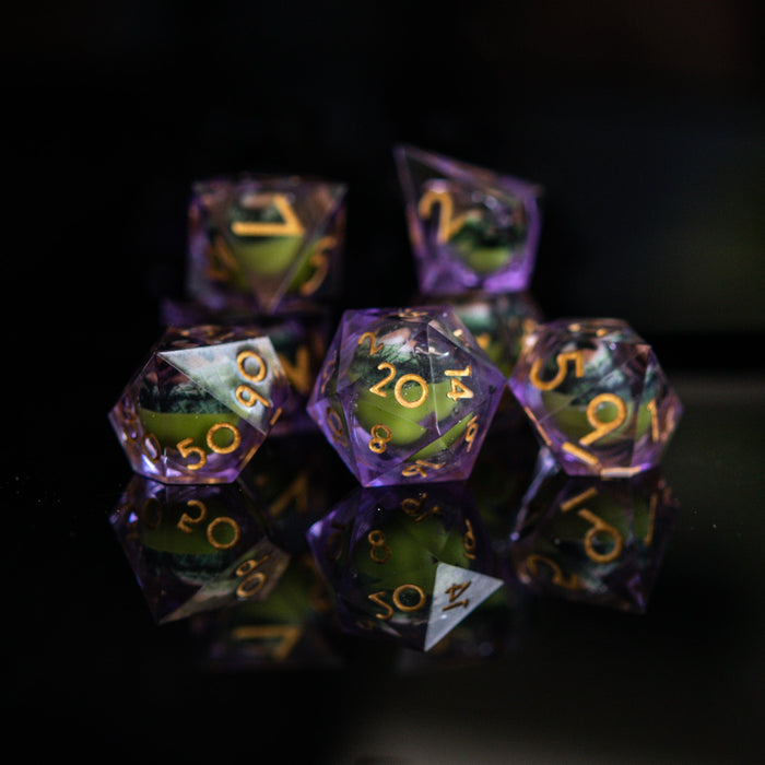 Reptilian Purple Liquid Core Dice Set - Just $59.99! Shop now at Retro Gaming of Denver