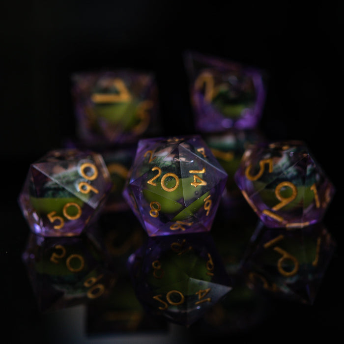 Reptilian Purple Liquid Core Dice Set - Just $59.99! Shop now at Retro Gaming of Denver