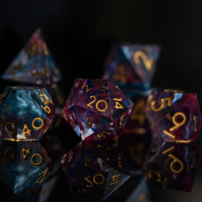 Plasma Gold Sharp-Edged Resin Dice Set - Just $39.99! Shop now at Retro Gaming of Denver