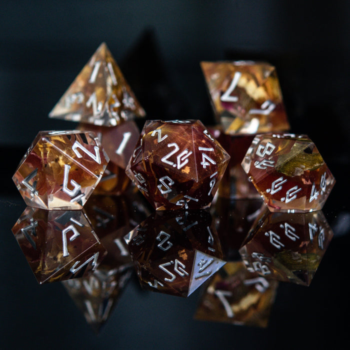 Wilted Rose Sharp-Edged Resin Dice Set - Just $39.99! Shop now at Retro Gaming of Denver