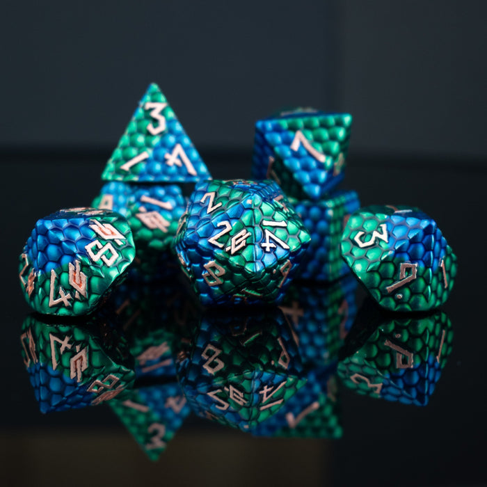 Sea Serpent Dragon's Egg Metal Dice Set - Just $39.99! Shop now at Retro Gaming of Denver