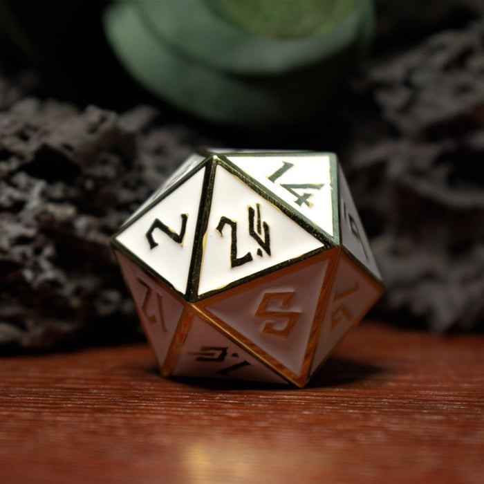 White and Gold Metal 35mm D20 - Just $24.99! Shop now at Retro Gaming of Denver