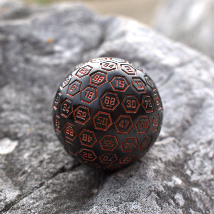 The Orb D100 -  Black and Orange Metal Die - Just $39.99! Shop now at Retro Gaming of Denver