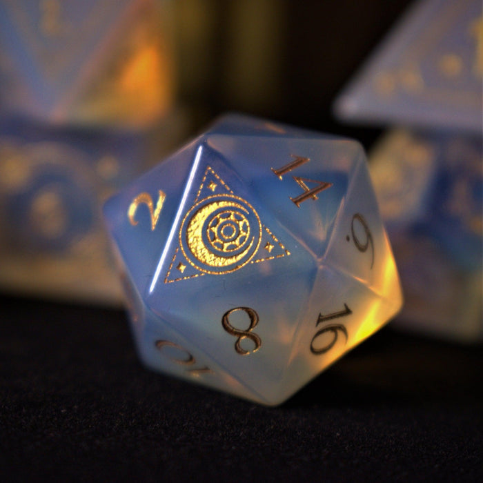 Fabled Mark Opalite Stone Dice Set - Premium Stone/Glass - Just $89.99! Shop now at Retro Gaming of Denver