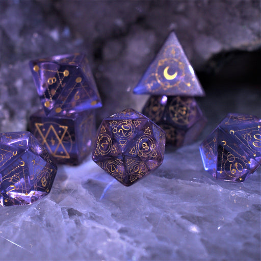 Spellcaster Purple Glass Dice Set - Premium Stone/Glass - Just $89.99! Shop now at Retro Gaming of Denver