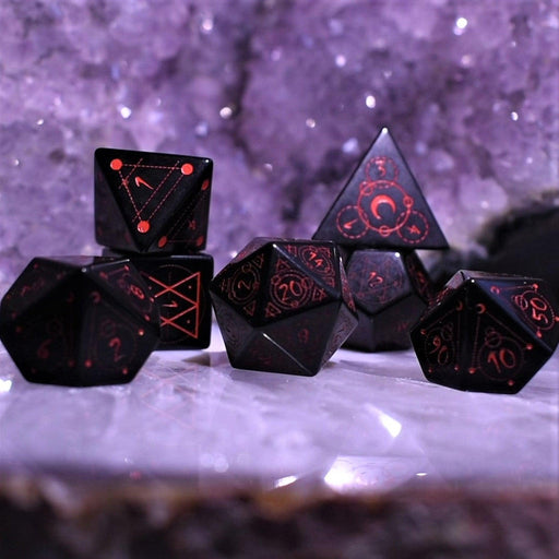 Spellcaster Obsidian Stone Dice Set - Premium Stone/Glass - Just $89.99! Shop now at Retro Gaming of Denver