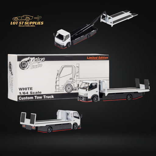 MicroTurbo HINO 300 Custom Flatbed Truck in White 1:64 MT6405A6 - for just $46.99! 
