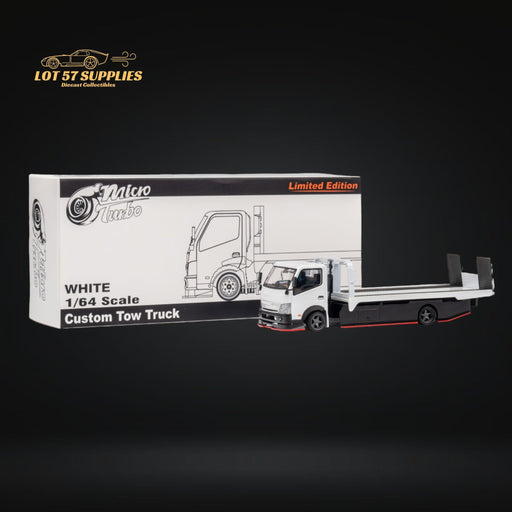 MicroTurbo HINO 300 Custom Flatbed Truck in White 1:64 MT6405A6 - for just $46.99! 