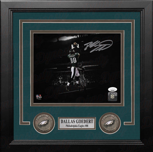 Dallas Goedert Touchdown Philadelphia Eagles Autographed 8" x 10" Framed Blackout Football Photo - for just $149.99! 