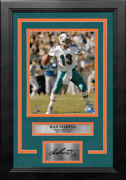 Dan Marino in Action Miami Dolphins 8" x 10" Framed Football Photo with Engraved Autograph - for just $79.99! 
