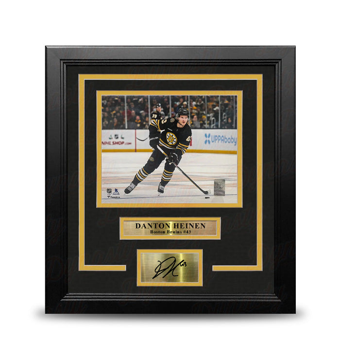Danton Heinen in Action Boston Bruins 8" x 10" Framed Hockey Photo with Engraved Autograph - for just $79.99! 