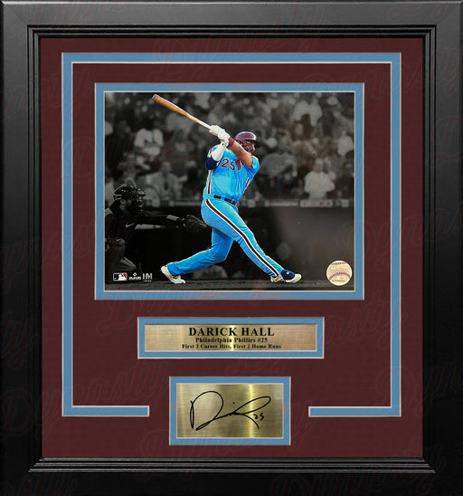 Darick Hall First Home Run Philadelphia Phillies 8x10 Framed Baseball Photo with Engraved Autograph - for just $79.99! 