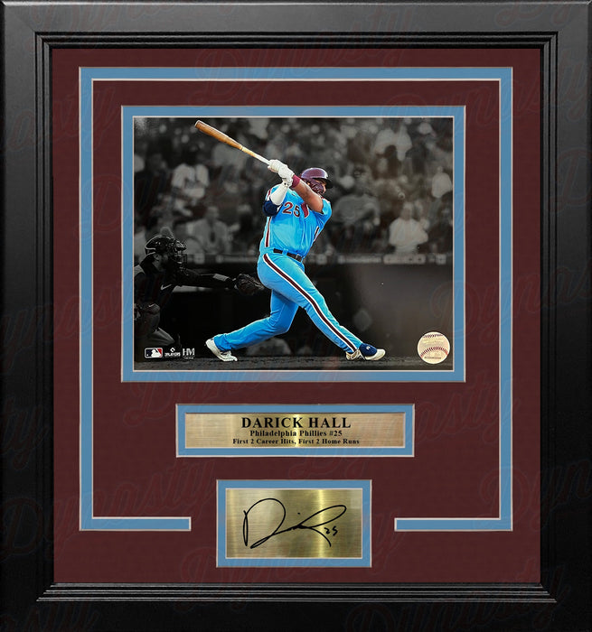 Darick Hall First Home Run Philadelphia Phillies 8x10 Framed Baseball Photo with Engraved Autograph - for just $79.99! 