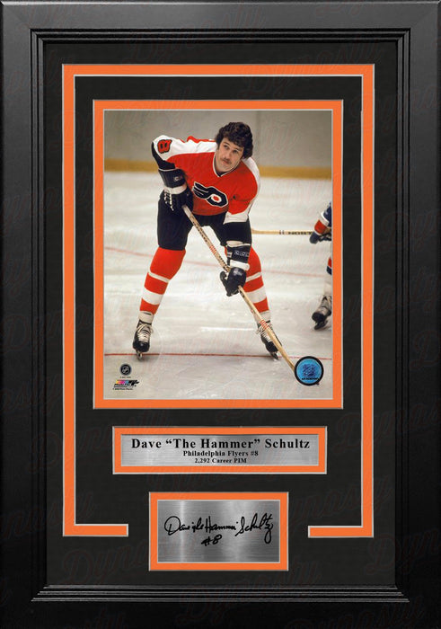 Dave Schultz in Action Philadelphia Flyers 8" x 10" Framed Hockey Photo with Engraved Autograph - for just $79.99! 