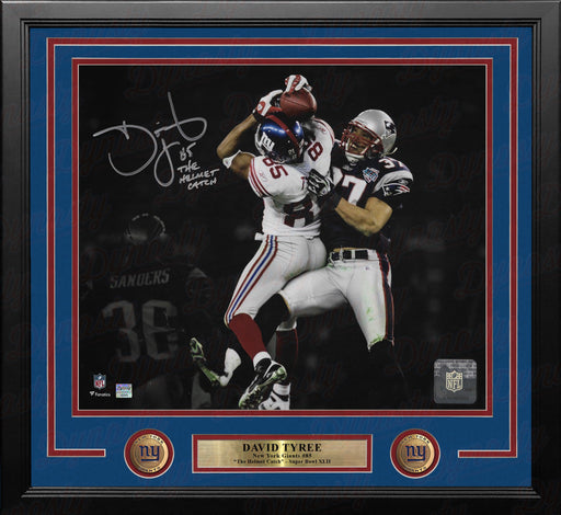 David Tyree Super Bowl Catch NY Giants Autographed 16x20 Framed Photo Inscribed The Helmet Catch - for just $219.99! 