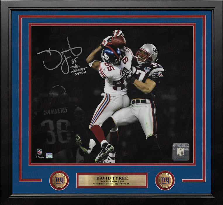 David Tyree Super Bowl Catch NY Giants Autographed 16x20 Framed Photo Inscribed The Helmet Catch - for just $219.99! 